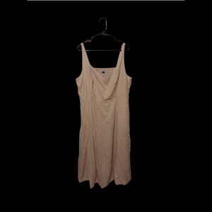 NWT Old Navy XXL LINEN Smocked Midi Dress Pockets Lagenlook Coastal Beachy Boho